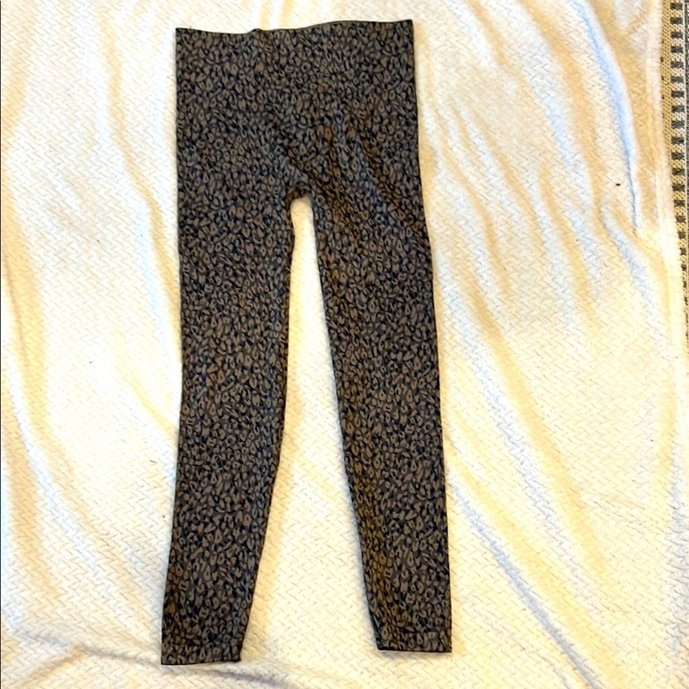SPANX Womens Look at Me Now Seamless Black Animal Print Leggings Size Large